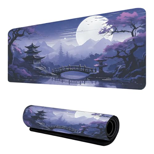 AYVRUOP 1 Pieza Gaming Alfombrilla de Ratón, Pintura de Tinta Japonesa Gaming Alfombrilla de Ratón, 300x800x2mm, Regalos