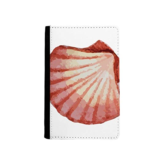 Étui pour passeport motif vie marine rouge avec finitions scallop haut de gamme
