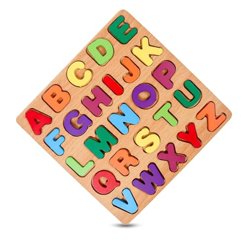 Image of Fun4You Wooden Alphabet Puzzle Board ABCD Learning Toy for Kids | Educational Wooden Puzzle Game for Toddlers & Preschoolers, Colorful A-Z Letter Recognition Toy (Multicolor)