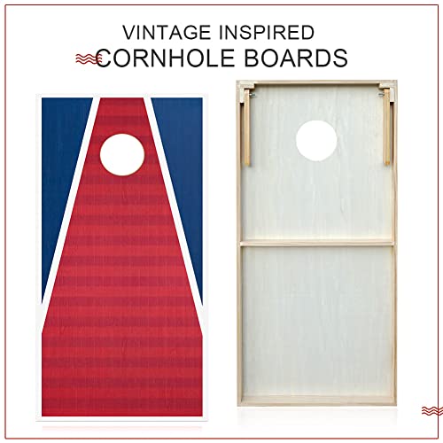 Corn Holes Outdoor Games Set: 3' X 2' Rustic Cornhole Boards Bean Bag Toss Game With Cornhole Bags Set Of 8 And Carrying Case, American Flag Cornhole Set Regulation Size For Adults And Family #TOP7