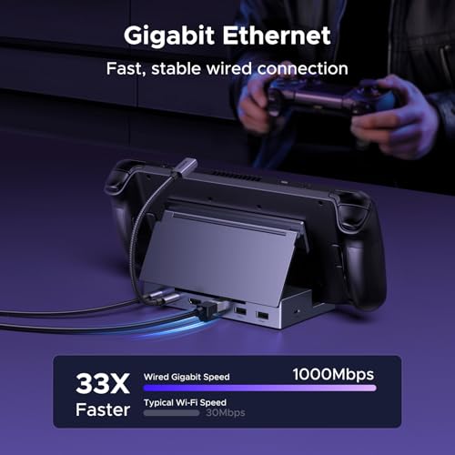 Image of UGREEN Steam Deck Dock 6-in-1 with 4K 120Hz HDMI, 100W PD, USB A& USB C Data, Gigabit Ethernet Ports, USB C Docking Station with Adjustable Folding Stand for Steam Deck (OLED), ROG Ally X, Legion Go
