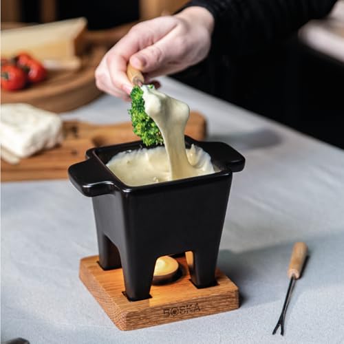 Boska - Käsefondue set klein 2 personen - Nero Tapas Fondue Klein Teelichter - 300 ml Inhalt für 175 gr Geschmolzenen Käse [ink. Fonduegabeln] [Mikrowellen-und Spülmaschinenfest]
