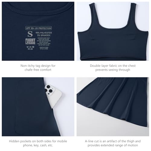 Image of Women's UPF 50+ Tank Dress A-Line with Pockets Breathable Quick Dry Sun Protection for Hiking Camping Beach Outdoor