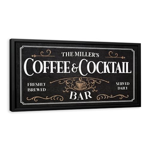 AWESOMETIK Personalized COFFEE COCKTAIL BAR Sign, Coffee Decor Set, Personalized