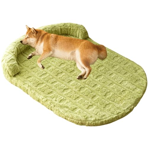 小型犬用犬用ベッド、クレート犬舎用枕付き犬用マットレス、ソファ犬用ベッド、猫と中型犬用超ソフトペットベッド、小型犬、ペットベッド子犬用ベッド、取り外し可能で洗濯可能 (グリーン、S)