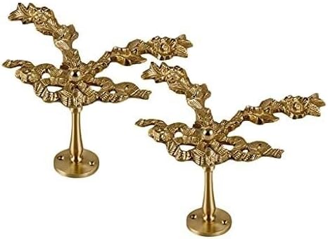 Gold Brass Curtain Holdbacks for Wall, Metal Curtain Tiebacks, Decorative Window Treatment Holders, Set of 2, 19 * 15 * 9cm