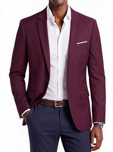 Beninos Mens Blazer Jacket Slim Fit Casual One Button Sport Coats