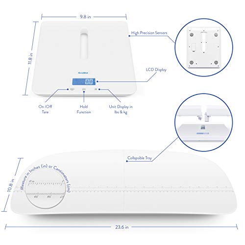 Accumed Baby Scale, Pet Scale, Multi-Function Toddler Scale, Digital Baby Scale, Blue Backlight, Weight And Height Track #TOP3