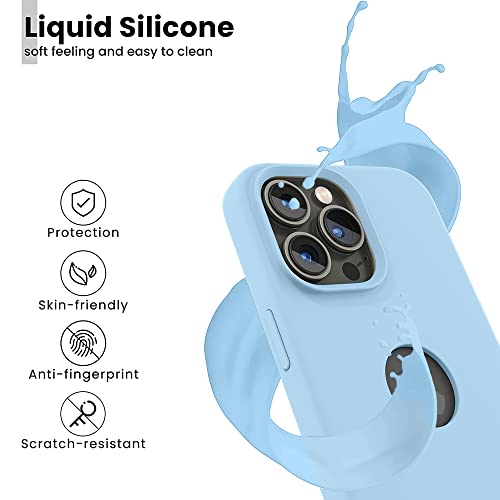 Image of eller sante Liquid Silicon Logo-Cut for iPhone 14 Pro Case Cover, Soft TPU, Shockproof, Scratch Resistant, 6 Feet Drop Protection, Compatible with iPhone 14 Pro Back Cover - Sierra Blue
