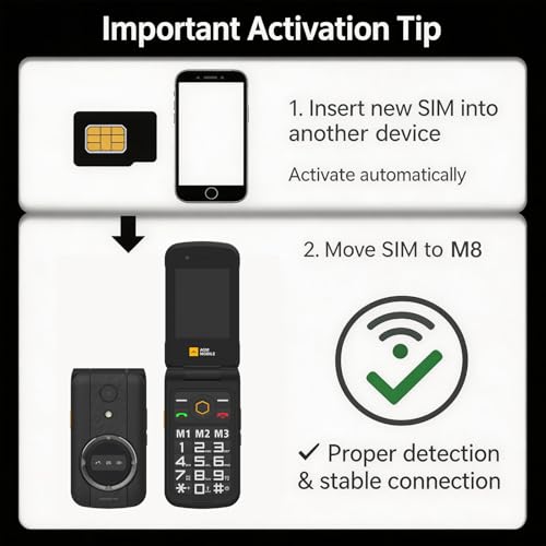 AGM M8 Rugged Flip Phone, 4G Feature Cell Phone with 104dB Speaker, Waterproof & Drop-Proof, SOS Side Key, Speed Dial, Large Keypad & Fonts, Dual SIM, for T-Mobile Only by AGM - Image 7