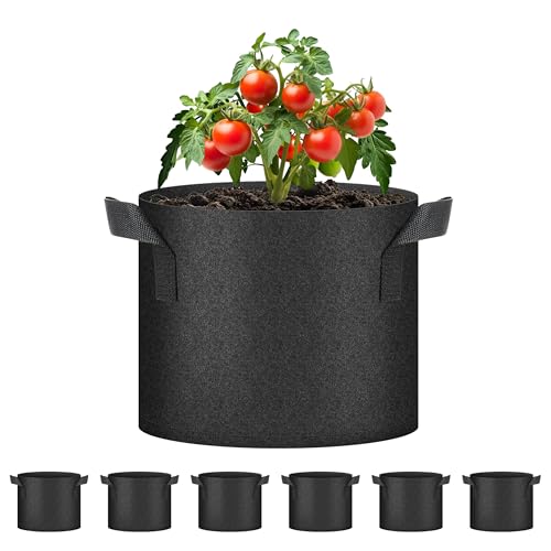 HealSmart 5 Gallon 6-Pack Nonwoven Grow Bags, Aeration Fabric Pots