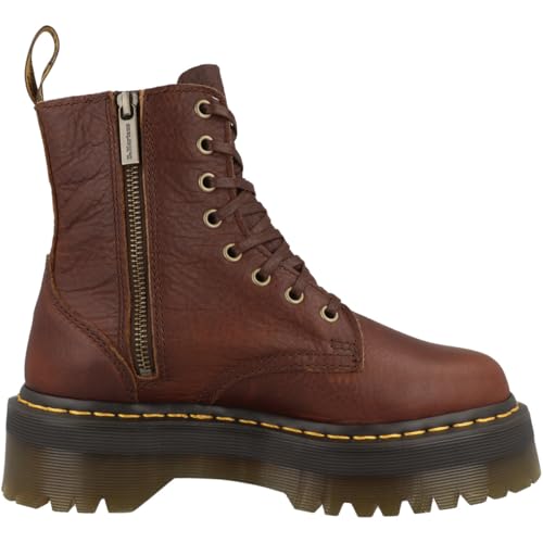 Image of Dr. Martens, Jadon 8-Eye Leather Platform Boot for Men and Women, White Polished Smooth, 7 US Women /6 US Men