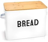 Stylish Farmhouse Bread Box For Kitchen Countertop - Extra Large Breadbox Holds 2+ Loaves Of Bread - Perfect Metal Storage Tin To Keep Your Bread, Bagels, Rolls And Buns Fresh For A Long Time