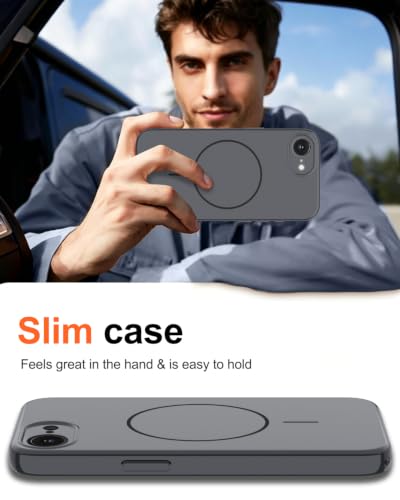 Image of Magnetic for iPhone 17e Case /iPhone 16e Case,Shockproof Matte Case,Grey | with Screen Protector,Compatible with MagSafe,Military Grade Drop Protection,Full Camera Protection,Non-Slip Design Cover