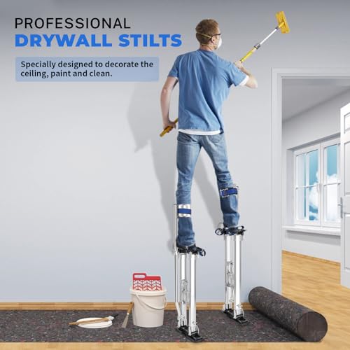 Drywall Stilts, 24\'\'-40\'\' Drywall Stilts for Adults Adjustable Heights Aluminum Work Stilt for Sheetrock Drop Ceiling, Painting Painter Pruning Branches or Cleaning
