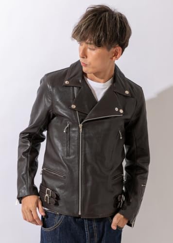茶芯　渋さ最高　ダブルライダース　FREEDOM　TALON ダメージ加工　３４ Amazon.co.jp: フリーダムレザー