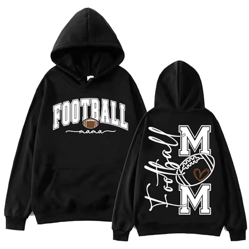 Image of TONGCHEN Football Mama Hoodie Football Mom Sweatshirt Game Day Pullover Sweatshirts Women Gift (US, Alpha, 3X-Large, Regular, Regular, Black)