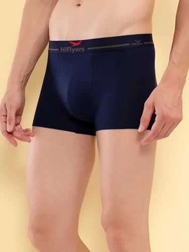 Image of HiFlyers Men's Cotton Spandex Odour-Free, Long Lasting Comfort, All Day Fresh and Confidence Dark Knight Collection Solid Trunks