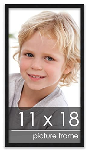 Poster Palooza 11x18 Frame Black Solid Wood Picture Frame with UV Acrylic Plexiglass, Foam Board Backing & Hardware Included