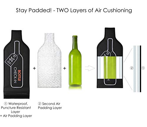 Image of 5-Pack Bottle Check-In Travel Bottle Protector. Reusable Bags Perfect for Packing Wine Liquor or Spirit Bottles in Checked Baggage /Luggage. Double Sleeve Two Ply Design for Superior Protection