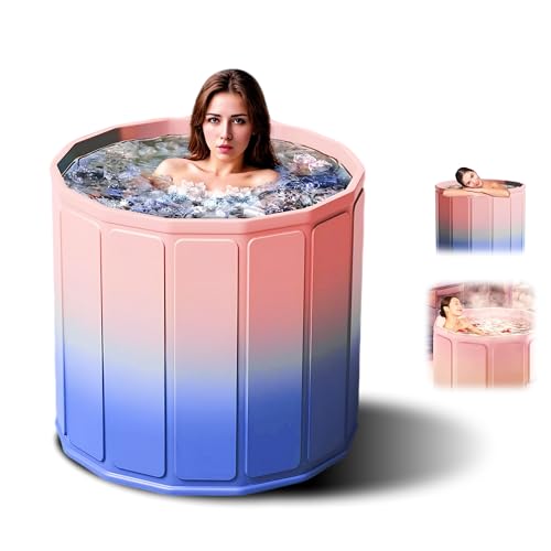 Image of Bath Tub for Adult for Bathroom, Foldable SPA Tub for Home Use with Drainage Hole, Thickened Insulated Ice Bath Tub, Inflatable BathTub for Adults, Ice BathTub for Adults (Pink and Purple)
