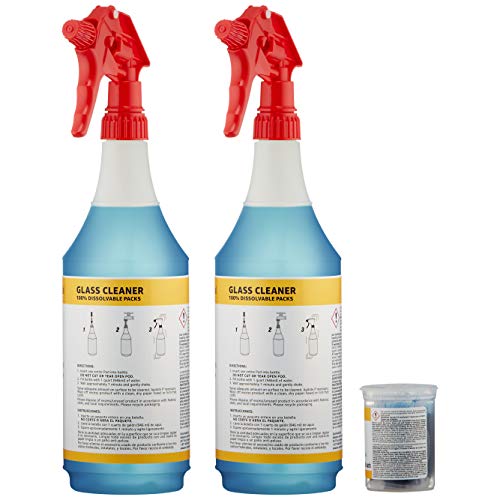Amazoncommercial Dissolvable Glass Cleaner Kit With 2 Sprayer Bottles And 12 Refill Pacs #TOP1