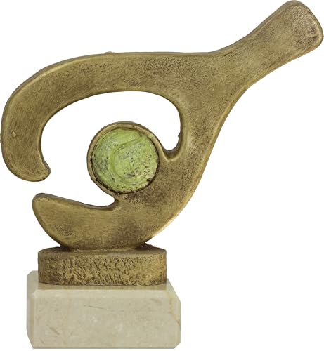 Trofeos Mora Trofeo de Pádel en Resina Base de Mármol Blanco | Acabado Dorado Envejecido | Modelo con Raqueta y Pelota | Alturas 12-15-17 cm (11 cm)