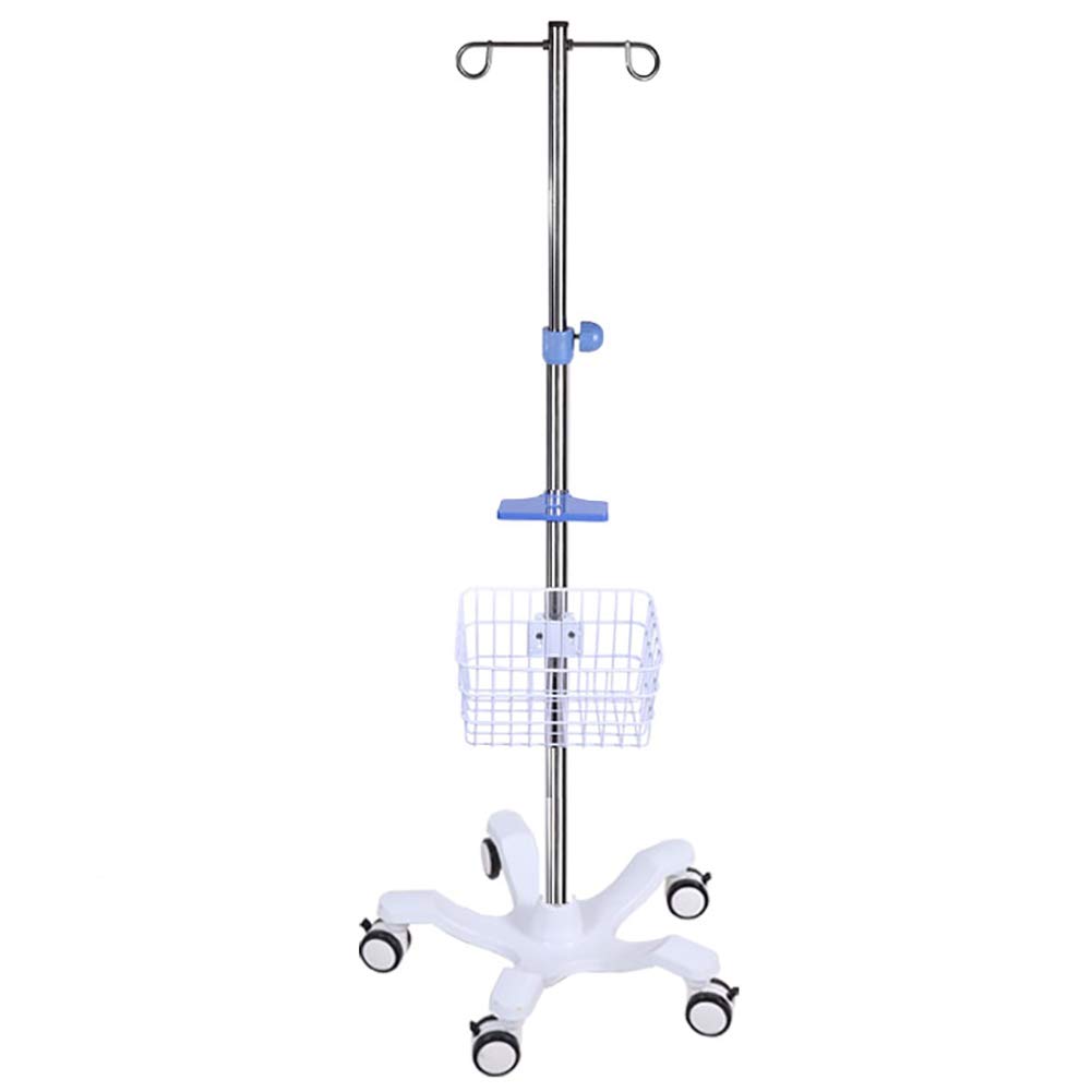 Gotero de pie Soporte Intravenoso Móvil Portátil, Soporte Intravenoso De Acero Inoxidable Soporte De Infusión De Elevación De Presión De Aire De 43 "a 83" (110-210 Cm) Para Hospital, Clínica Y Hogar