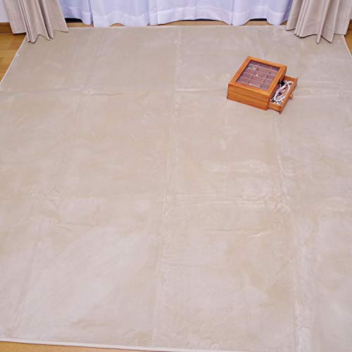 抗菌防臭 洗えるラグカーペットサイズ:185×185cm カラー:ベージュ カバー ホットカーペットカバー対応可 裏面:ドッドタイプ滑り止め加工