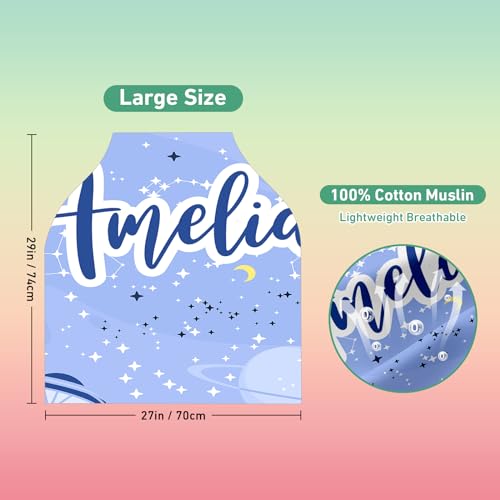 Image of Personalised Car Seat Cover for Babies - Multi-use Carseat Canopy Cover with Name, Purple Pattern Car Seat Covers, Christmas Birthday Gifts for Infant Boys and Girls
