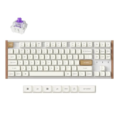 Image of Keychron K8 HE TKL Hall Effect Wireless Keyboard, Magnetic Hot-Swappable Switches, Rapid Trigger, QMK /Launcher Web, RGB, 2.4GHz /Bluetooth 5.2 /Wired, Aluminum & Wood Frame, Mac Windows Linux - White