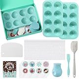 Zhehao 32 Pieces Christmas Hot Chocolate Bomb Making Set Include Silicone Mold Spatula Scraper Brush Silicone Chocolate Pot with Lid Gift Bags Decorative Stickers and a Recipe Christmas Baking