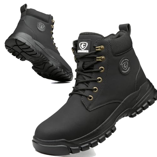 CORANSBER Womens Steel Toe Boots Lightweight Comfortable Fashion Safety Boots Composite Toe Industrial Construction Work Shoes Men