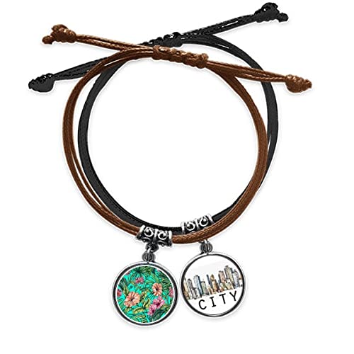 Bracelet corde main plantes vertes bijoux en cuir sidi ajustable pour femme