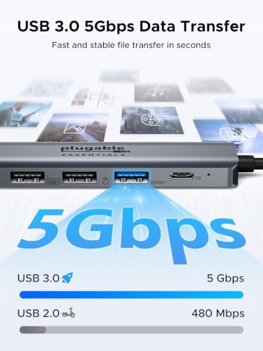 Plugable USB C Hub 5-in-1, USBC to HDMI Adapter 4K@60Hz, Multiport Adapter - image 4