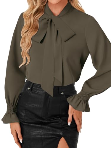 Image of LYANER Women's Bow Tie Neck Business Work Blouse