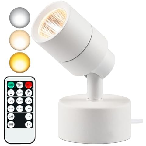MIOBLUE LED Spot Lights Indoor Uplighting with Timer, 3W Up Indoor Plant Spotlight, Dimmable Uplights Accent Lighting with 3CCT, Floor Spotlight Lamp with 5.9FT Plug Cord - White Cover