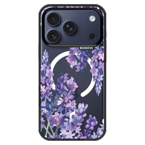 Coque iPhone 17 Pro MagSafe transparente antichoc MOSNOVO bouton caméra lavande