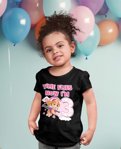 Image of Tstars Skye Birthday Girl 3 Gifts for Three Years Old Bday Paw Patrol Theme Party Toddler Kids Girls Fitted T-Shirt A51144d
