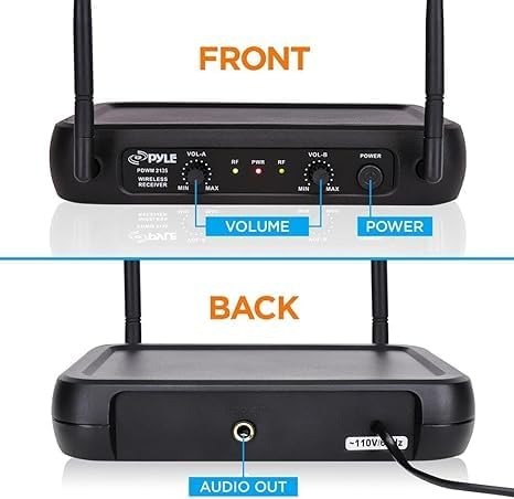 Pyle wireless receiver front and back panel controls
