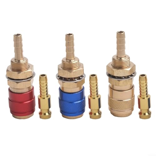 Jotekonoby Raccord de tuyau rapide à gaz et eau de 6 mm pour machine à souder TIG – Coupleur à déconnexion rapide en laiton pour chalumeau de soudage