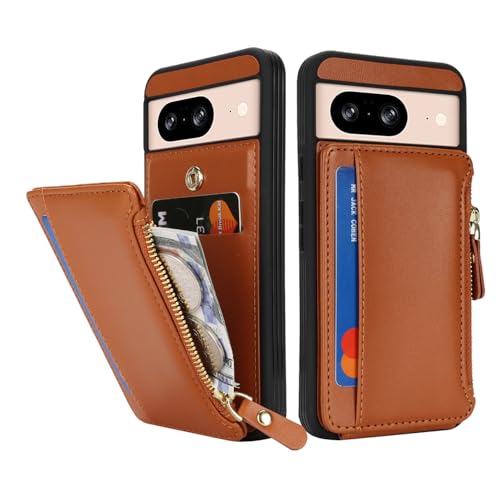 Image of Cavor for Google Pixel 8 Case Wallet with Card Holder, Brown
