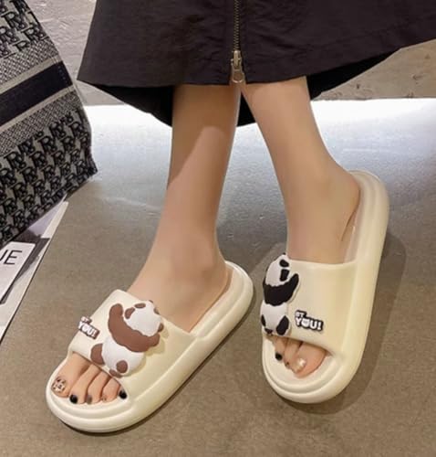 Summer Platform Sandals for Women Adorable Cartoon Pandas Pattern Slippers Versatile Open Toe Shower Causal Anti-slip Shoes4