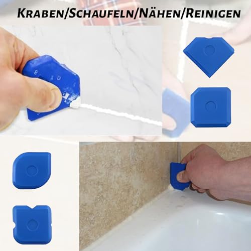 Silikon Abzieher Set, 12-Teiliges Fugenglätter Kit für Silikonfugen, Professionelle Silikonwerkzeuge für Küche und Bad, Inklusive Verschiedene Formen für Präzises Arbeiten