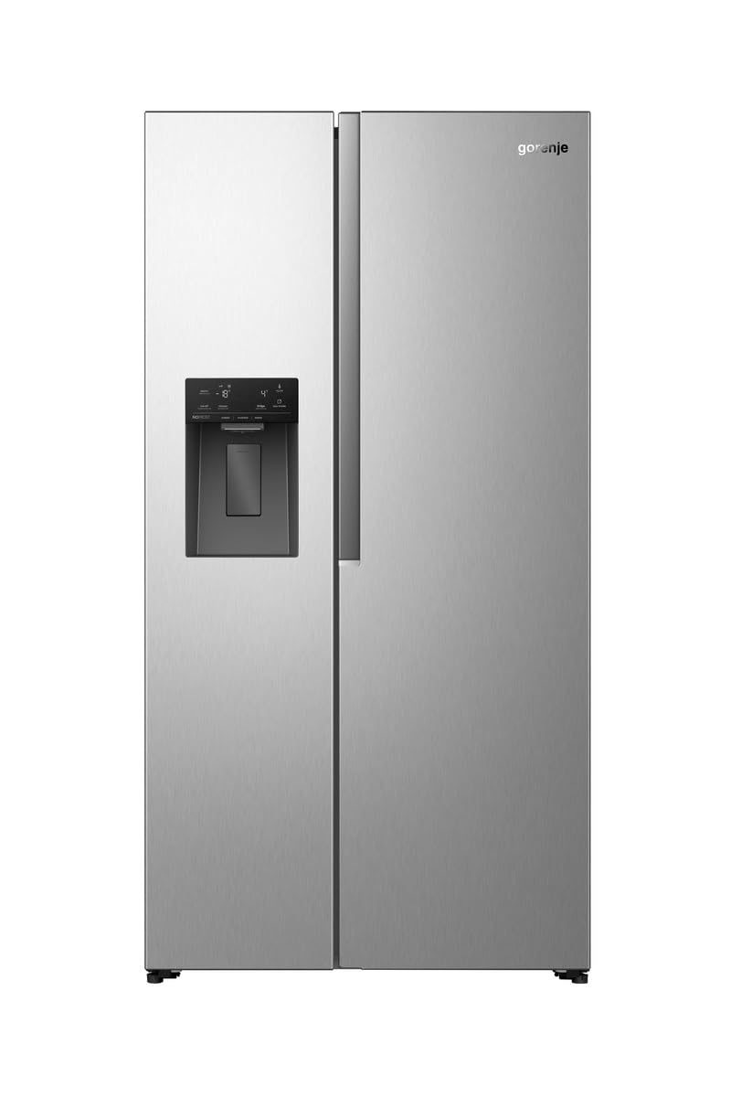 Gorenje NRS917E61X Side-by-Side mit Eis-, Crushed-und Wasserspender, 528L, Wassertank, PureFlat Serie, CripZone, MultiFlow 360°, Xtra Ruam, BxHxT: 91,1 × 178,6 × 61,5 cm, Silber