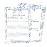 Serach Something Blue Before I Do Who Knows The Bride Best Bridal Shower Game, Pack of 30 Game Cards, Vintage Bridal Shower Decorations, Wedding Engagement Decor, Bachelorette Party Supplies - KR19
