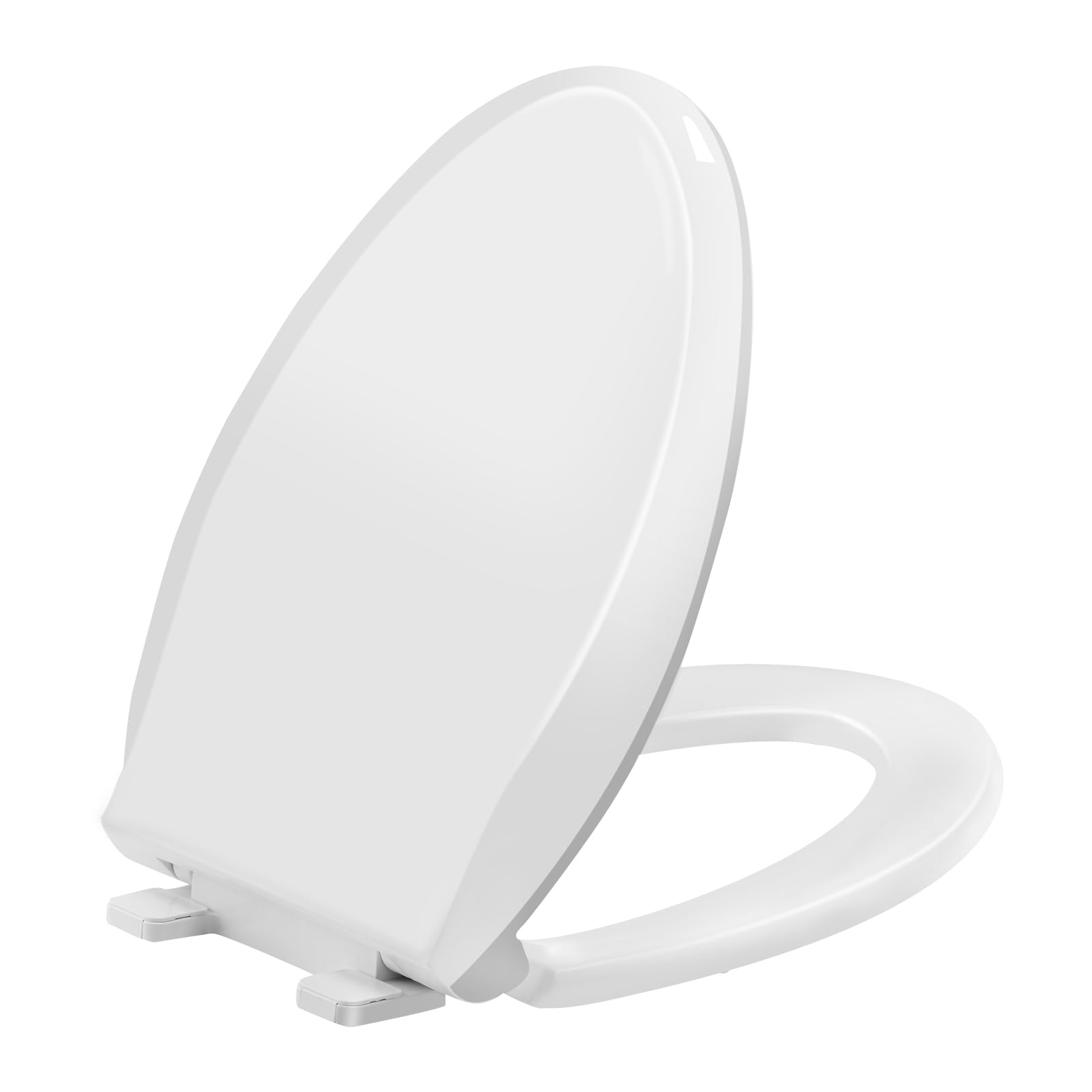 SADALAKElongated Toilet Seat with Quick Release for Easy Install and Clean,Slow Close Heave Duty Toilet Seats Cover with Adjustable Hinges for Elongated or Oval Toilets,White(18.5”)