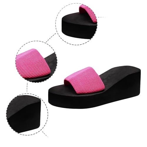Women's Knit Platform Slippers with Memory Foam Comfortable Summer Slide Sandals for Casual Wear Beach Outings2