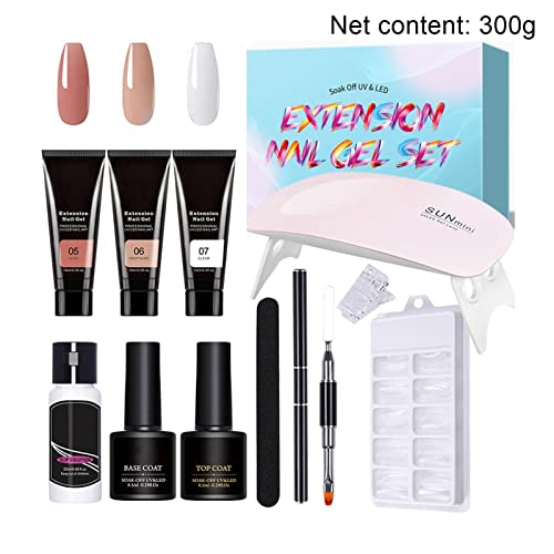 Kit de Gel para Unhas - Kit inicial de aprimoramento de unhas de gel - Kit de gel de unha sólido fác
