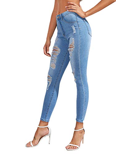 ▷ SweatyRocks - Pantalones de mezclilla ajustados, de talle alto, e